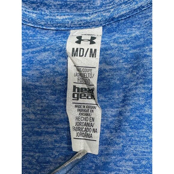 Under Armour Top Women Medium Blue Tank Heatgear Logo Graphic Workout Activewear - Picture 6 of 10